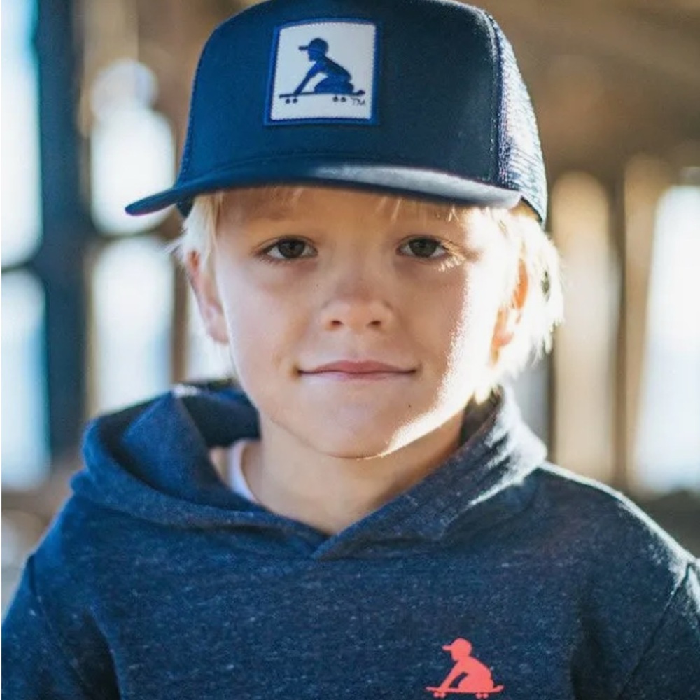Jolly Boy Olive Trucker Hat with Skater Patch kids adjustable snap back